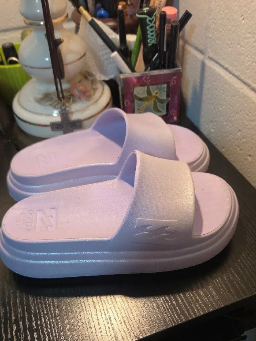 Billabong Light Lavender Slide Sandals Little Girls Sz 13